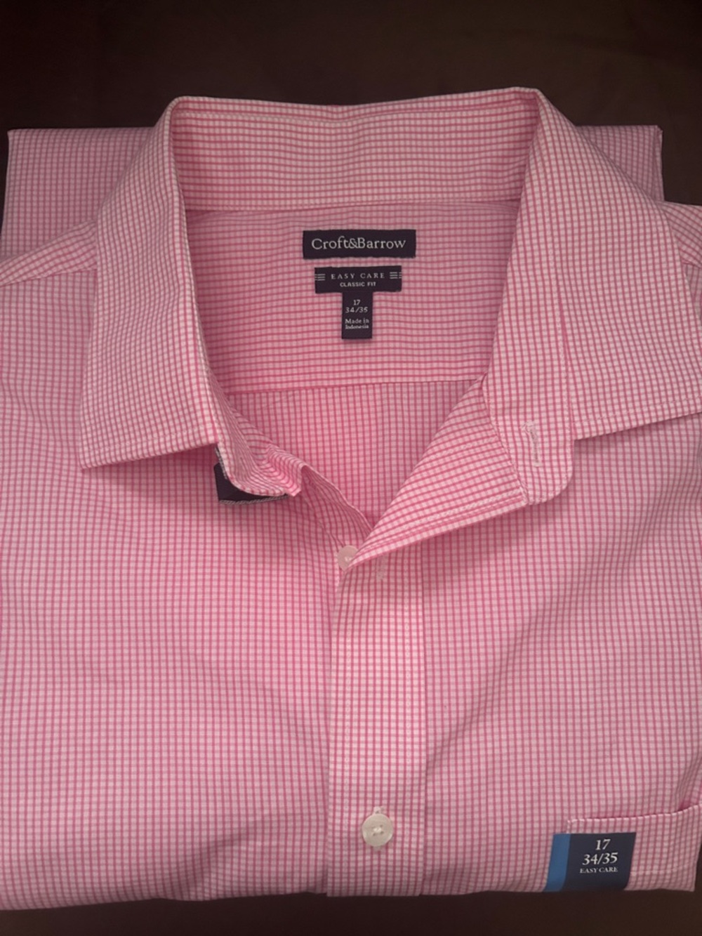 croft & barrow Men's Pink Micro-Check Dress Shirt
